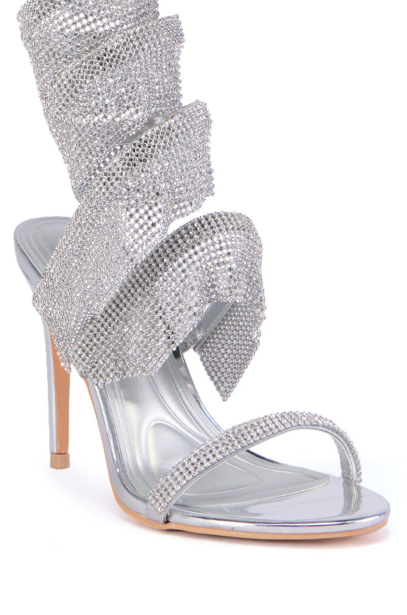 AZALEA WANG OCTAVIO SILVER CHAINMAIL COIL SANDAL