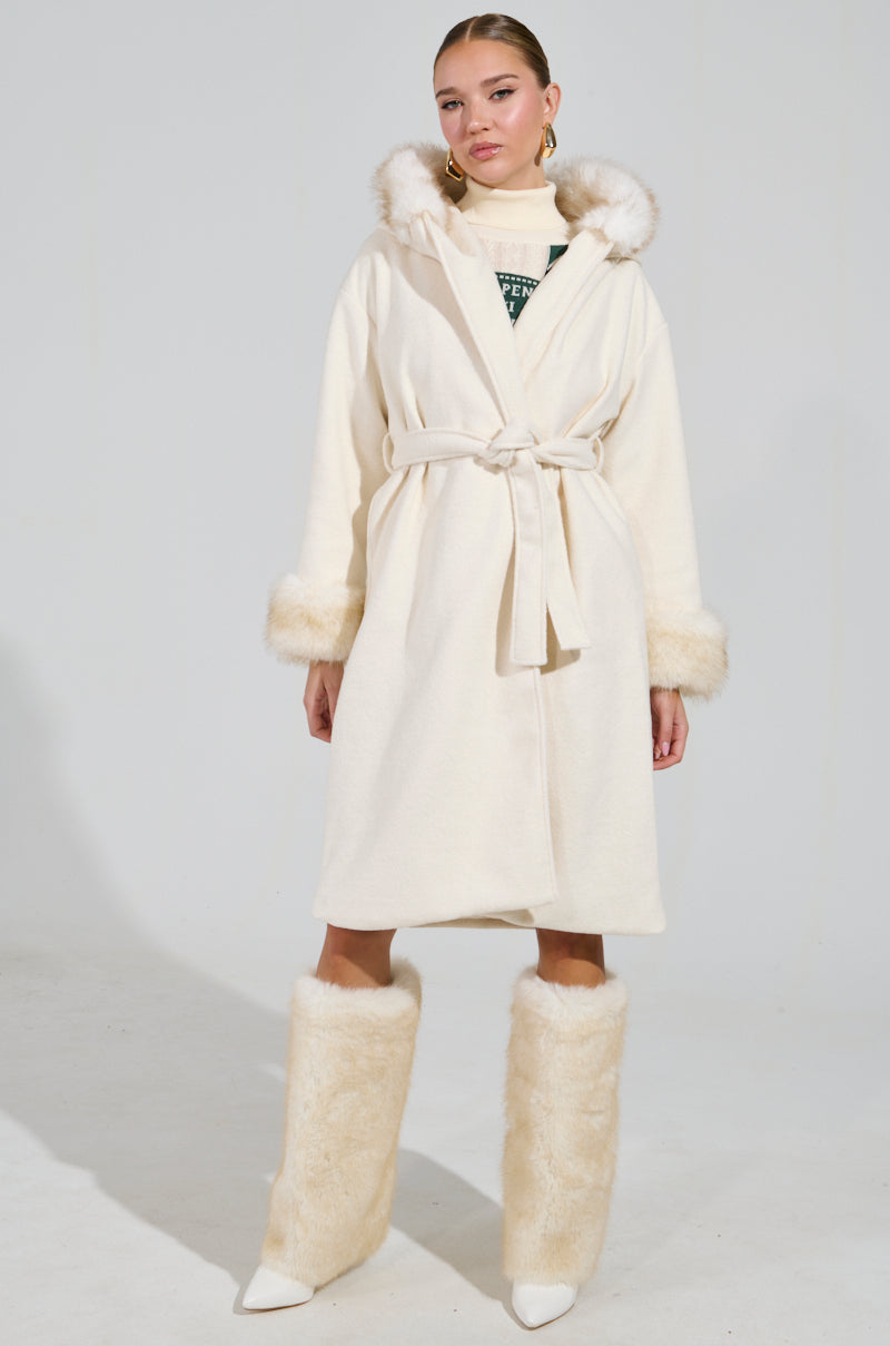 LILA FUR TRIM COAT