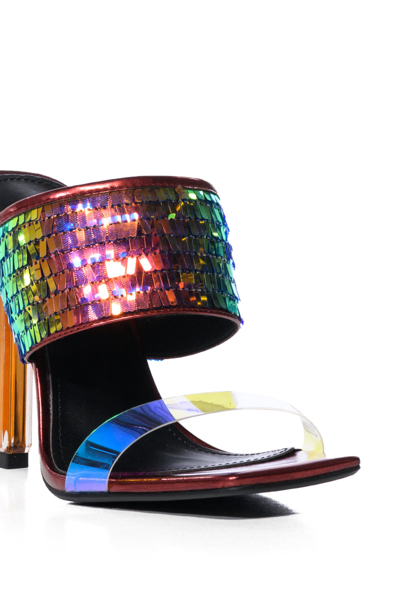 AZALEA WANG PHENSON SLIP ON MULE SEQUIN SANDAL