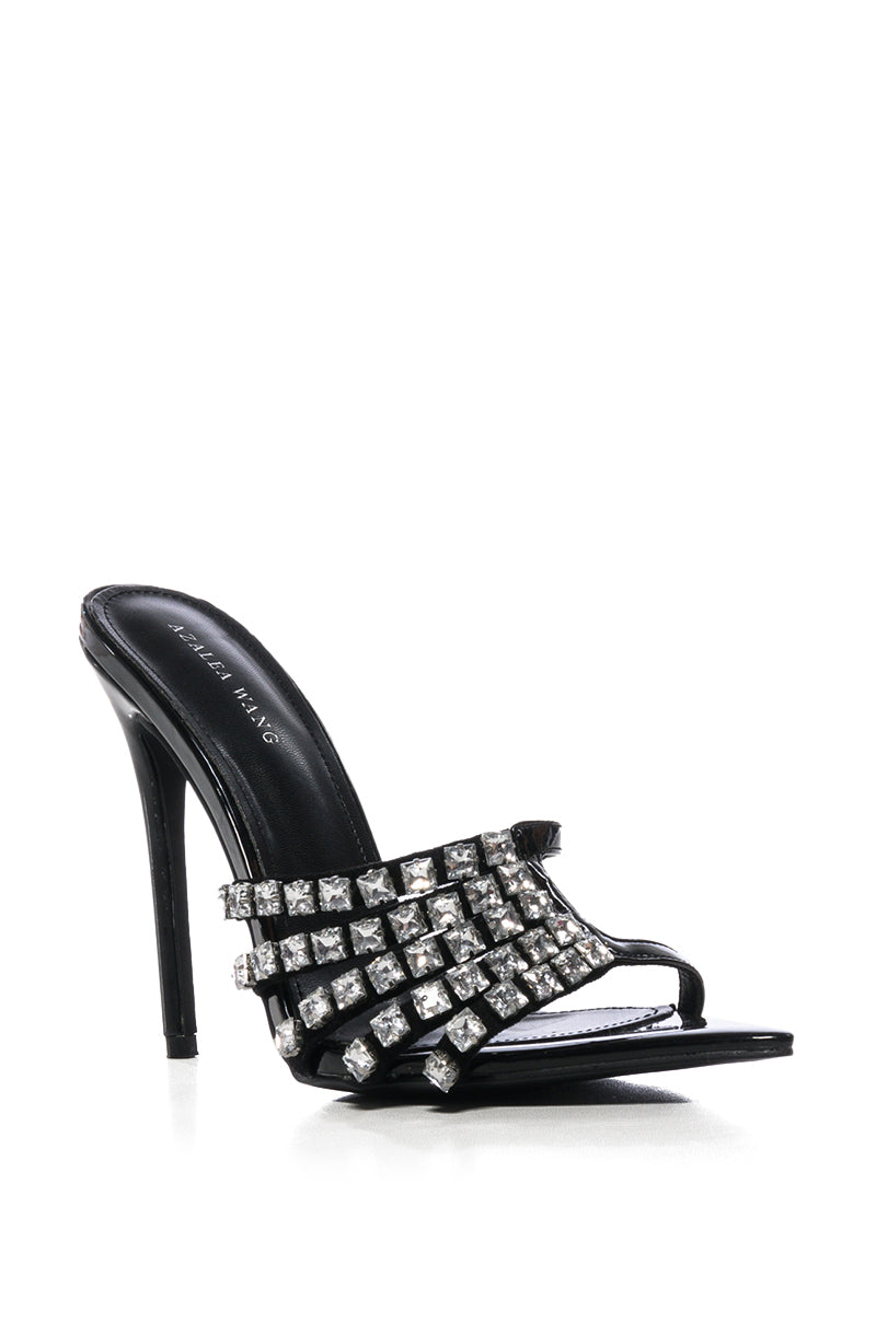 AZALEA WANG KINDRA CRYSTAL STILETTO SANDAL IN BLACK