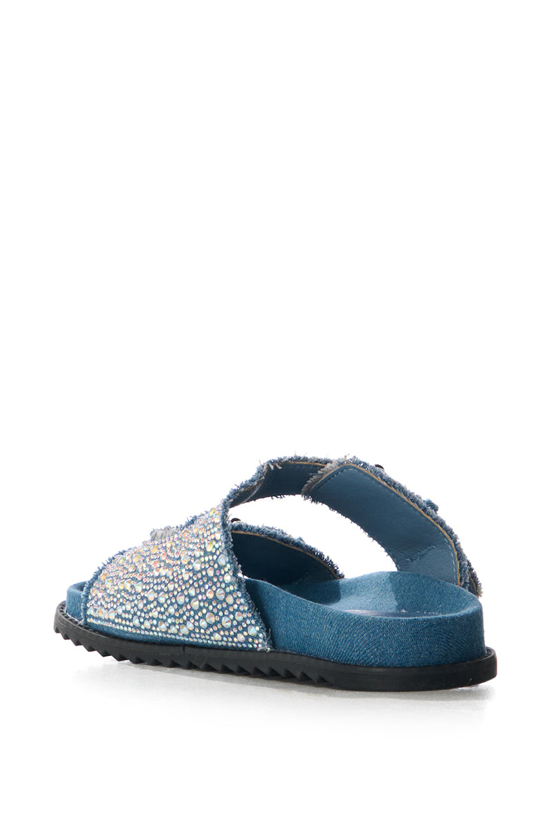 AZALEA WANG AVENTURA DENIM EMBELLISHED SANDAL