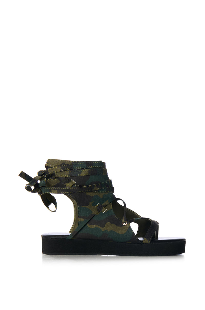 AZALEA WANG CALINA CAMO GLADIATOR SANDAL