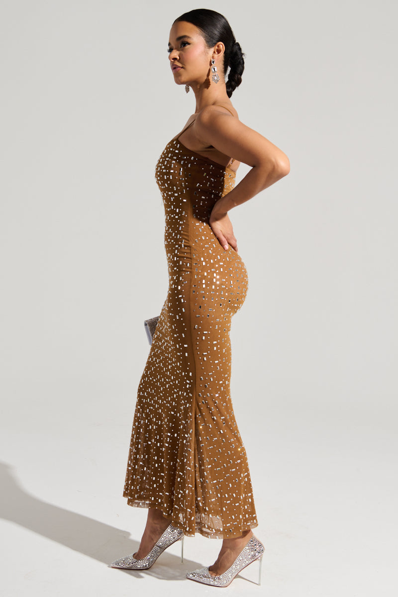 ANASTASIA MESH RHINESTONE MAXI DRESS