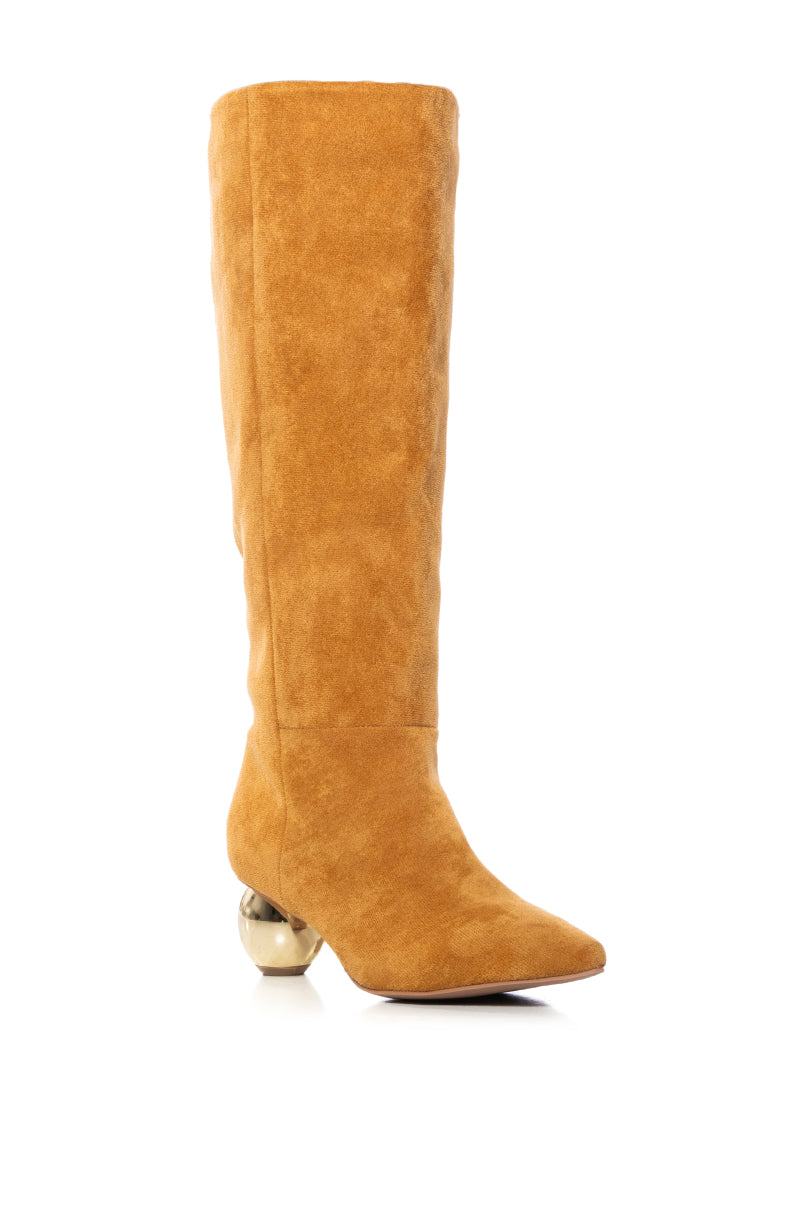 AZALEA WANG WARRINGTON TAN BOOT WITH ROUND HEEL