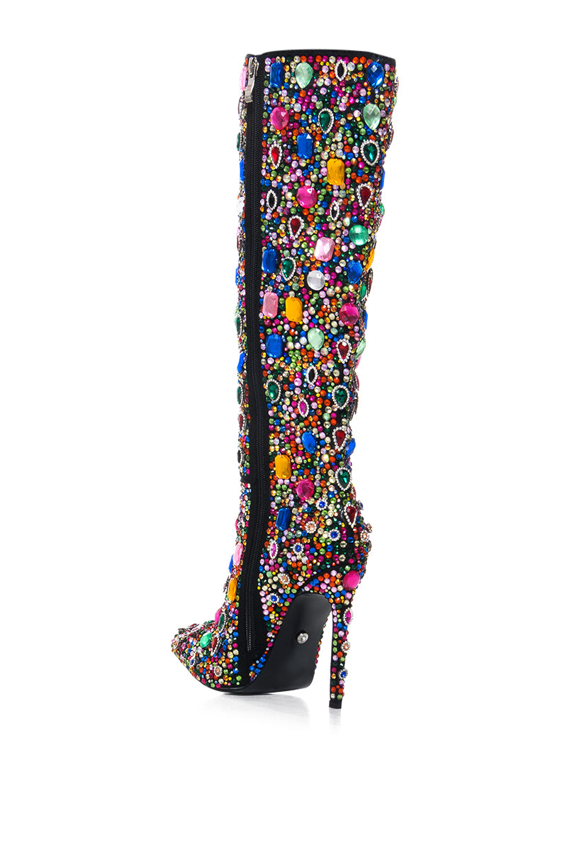 AZALEA WANG ECSTATIC MULTI RHINESTONE COVERED BOOT