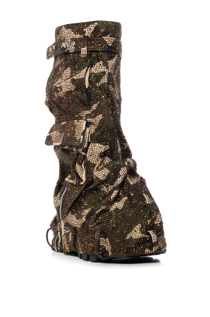 AZALEA WANG ANGELA BOOT IN EMBELLISHED CAMO