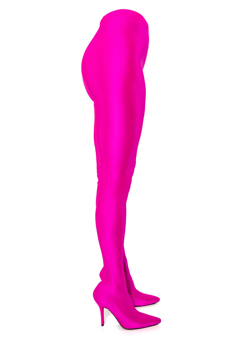 AZALEA WANG TAYTAY SEXY STILETTO BOOT PANT IN FUCHSIA STRETCH