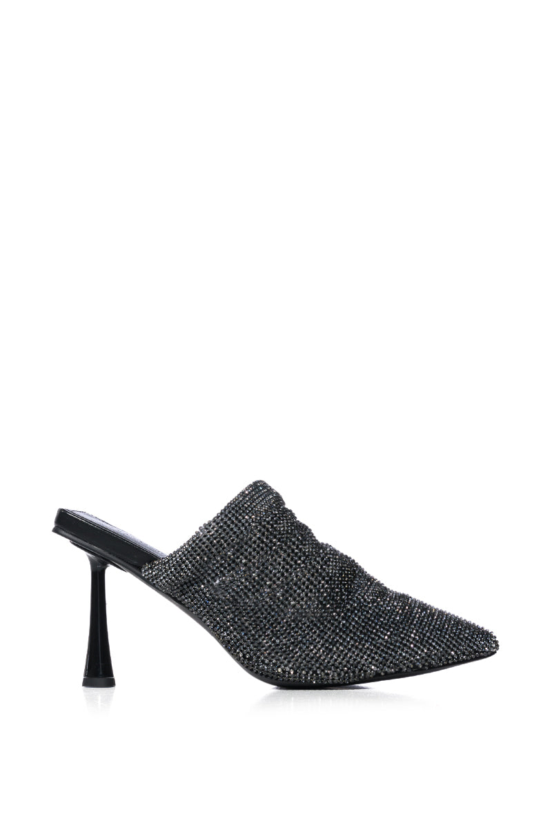 AZALEA WANG RAIN EMBELLISHED ROUND TOE MULE IN BLACK