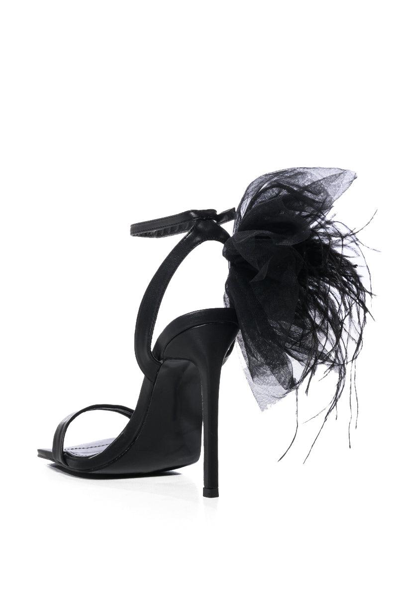 AZALEA WANG THORA BLACK TULLE ANKLE DETAIL SANDAL