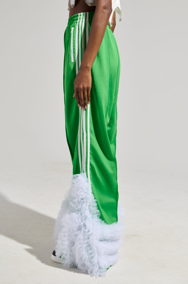 MODERN JAM TRACK PANT WITH TULLE IN GREEN