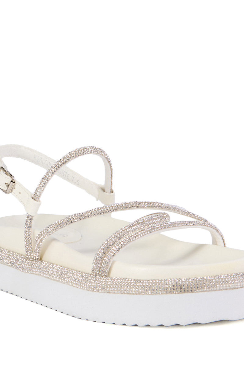 AZALEA WANG KEALOHA WHITE SPARKLE STRAP SANDAL