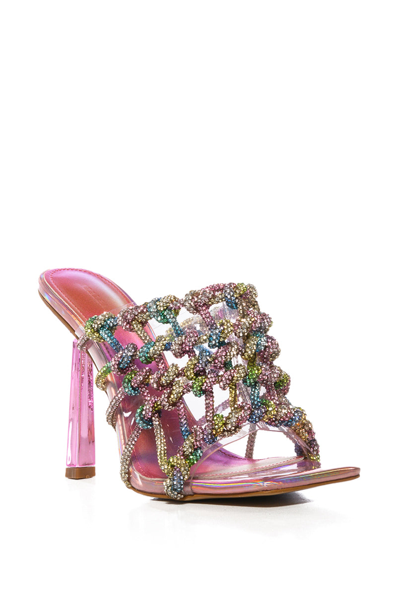 AZALEA WANG SNOWDROP EMBELLISHED KNOT WEB SANDAL IN MULTI