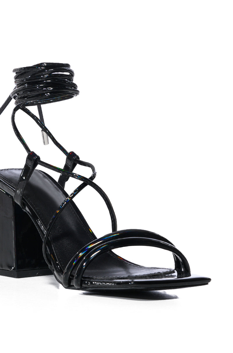 AZALEA WANG JENNING KITTEN HEEL SANDAL IN OIL SLICK
