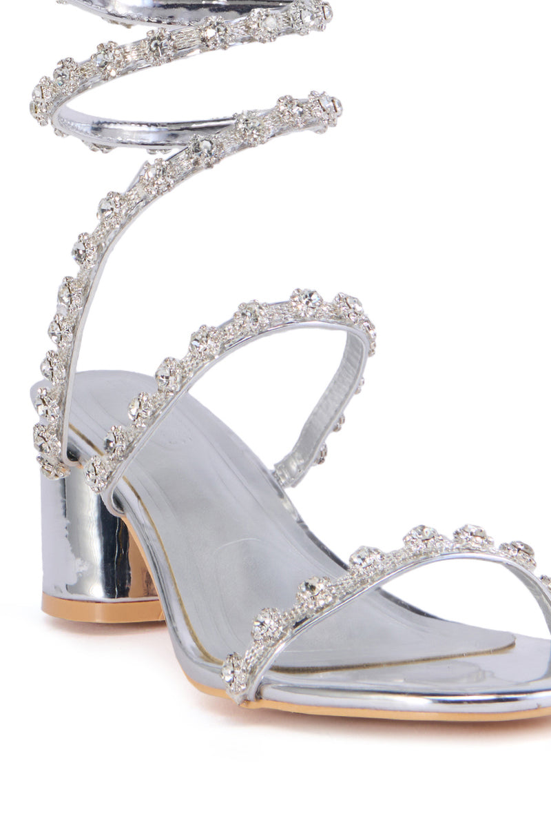 AZALEA WANG EMILIANO SILVER COIL WRAP SANDAL