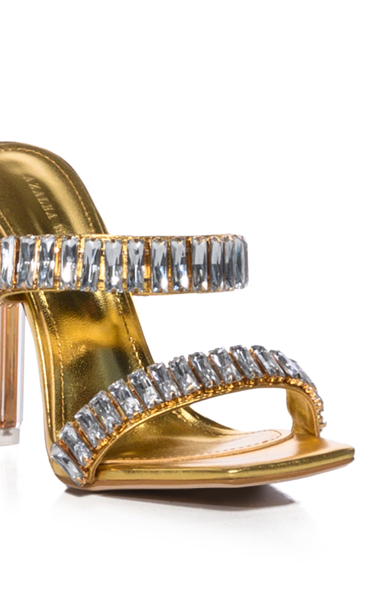 AZALEA WANG HURLEY EMBELLISHED STILETTO SANDAL IN GOLD