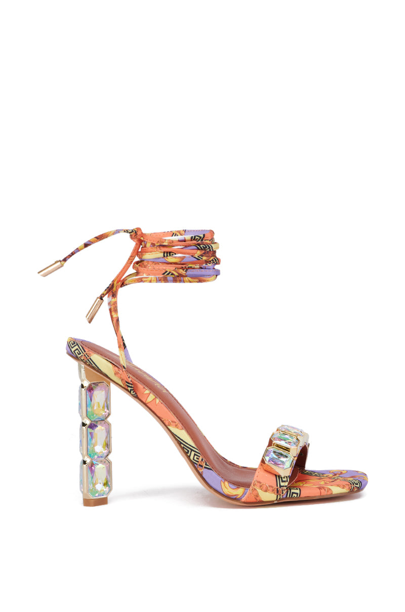 MARGE PURPLE MULTI EMBELLISHED SATIN SANDAL