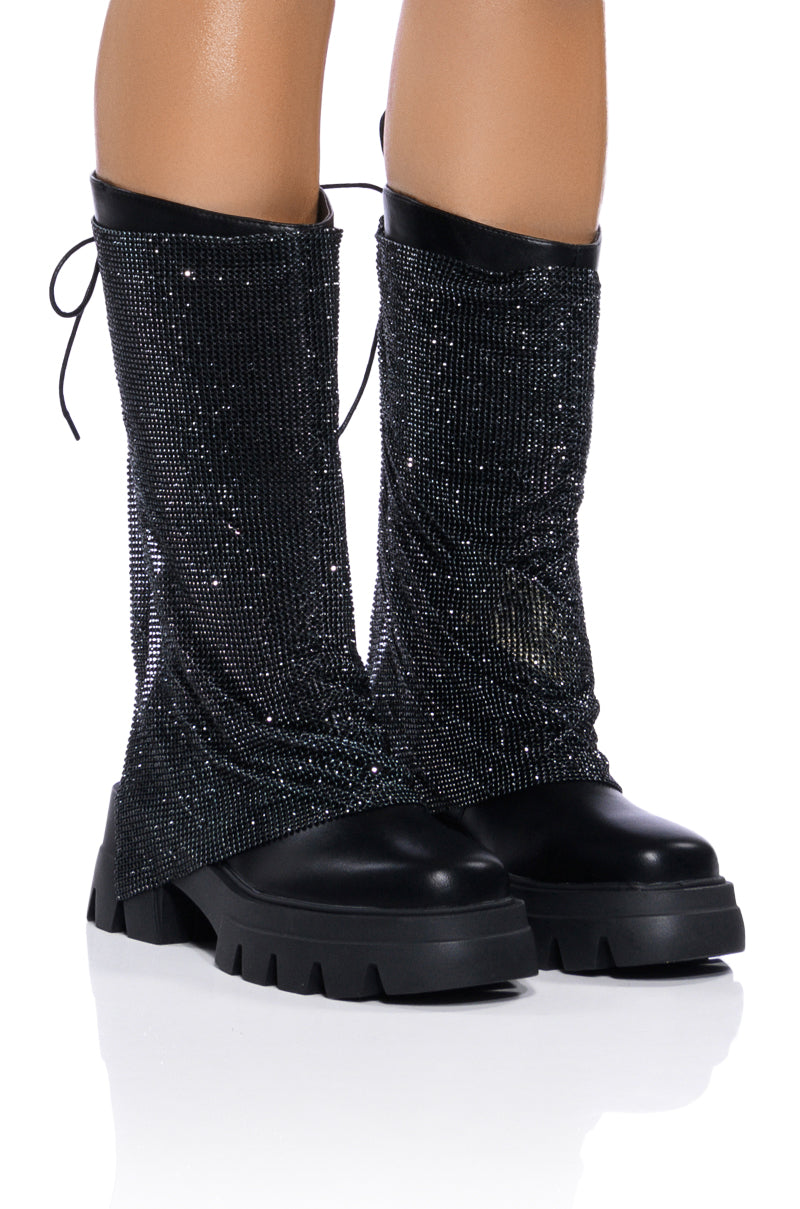 AZALEA WANG BLOOMFIELD EMBELLISHED BOOT IN BLACK