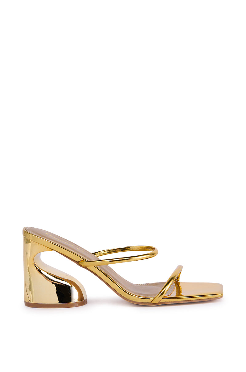 DUNE GOLD STRAPPY ABSTRACT WEDGE HEEL SANDAL