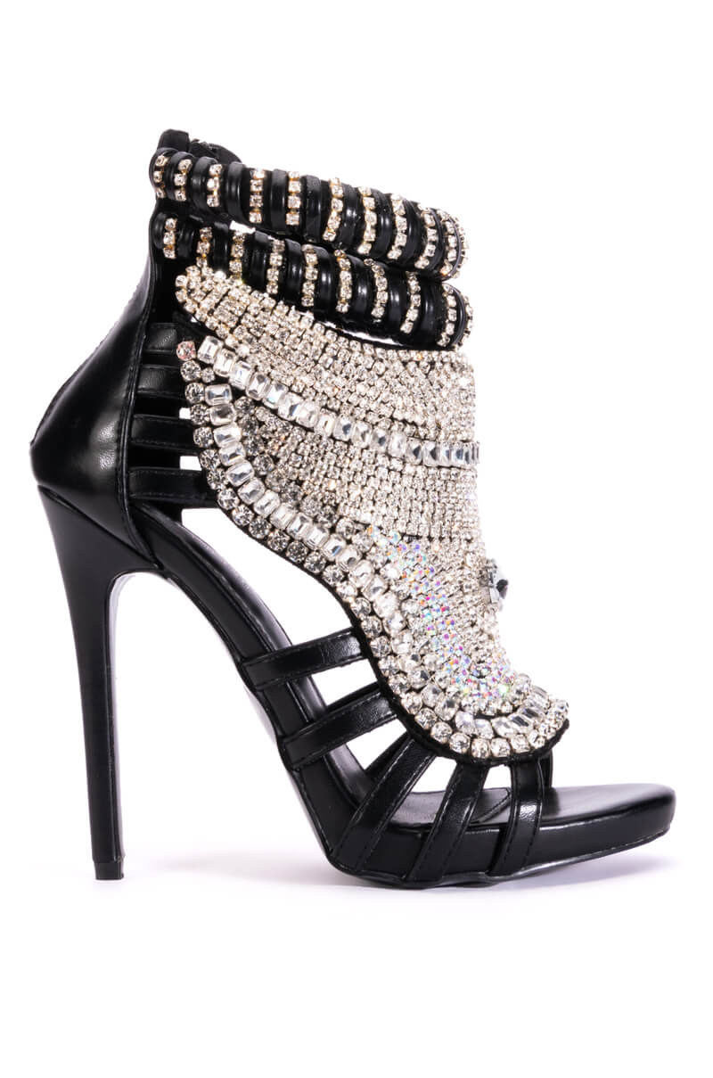 AZALEA WANG PUSH YOUR LUCK STILETTO SANDAL IN BLACK