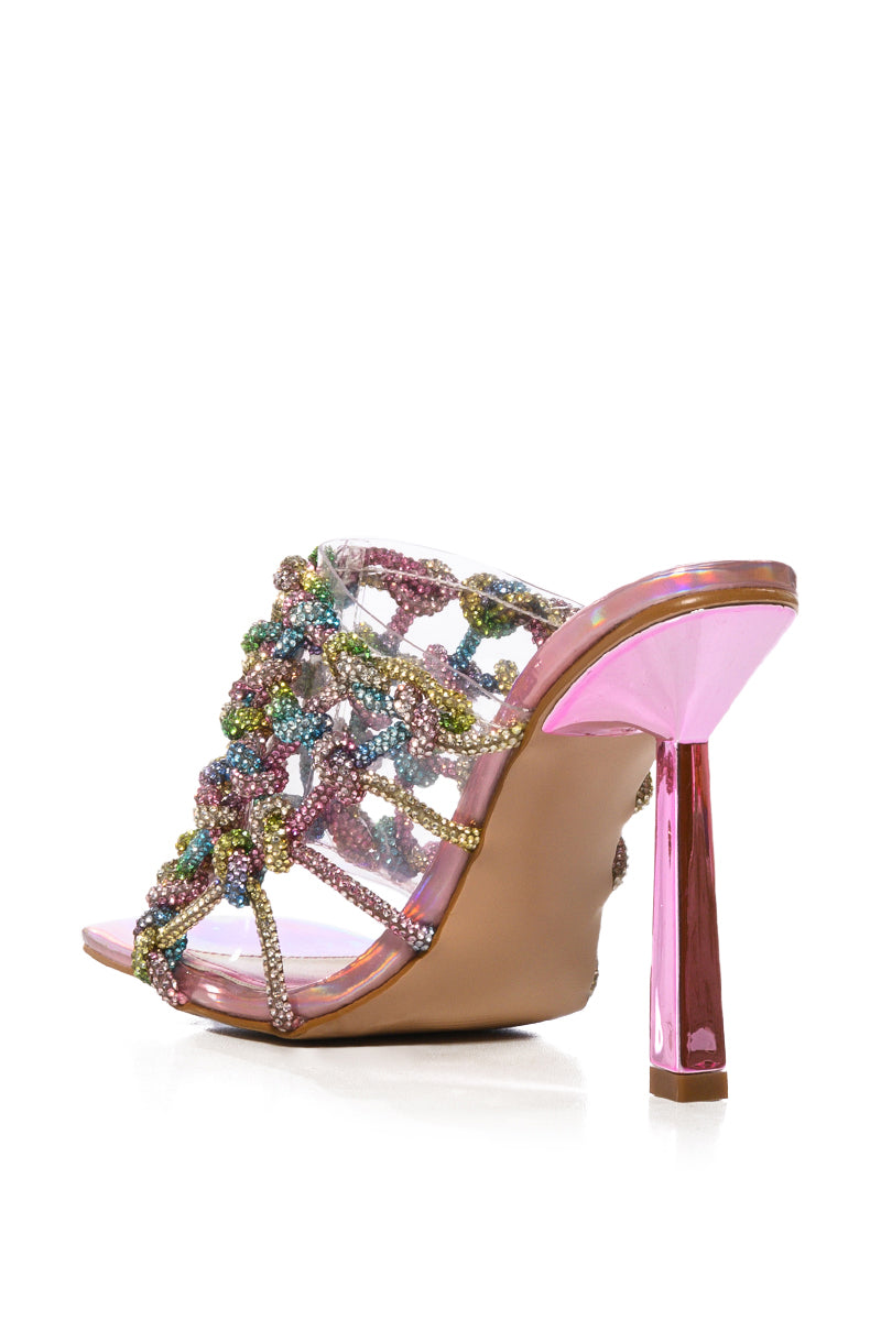 AZALEA WANG SNOWDROP EMBELLISHED KNOT WEB SANDAL IN MULTI