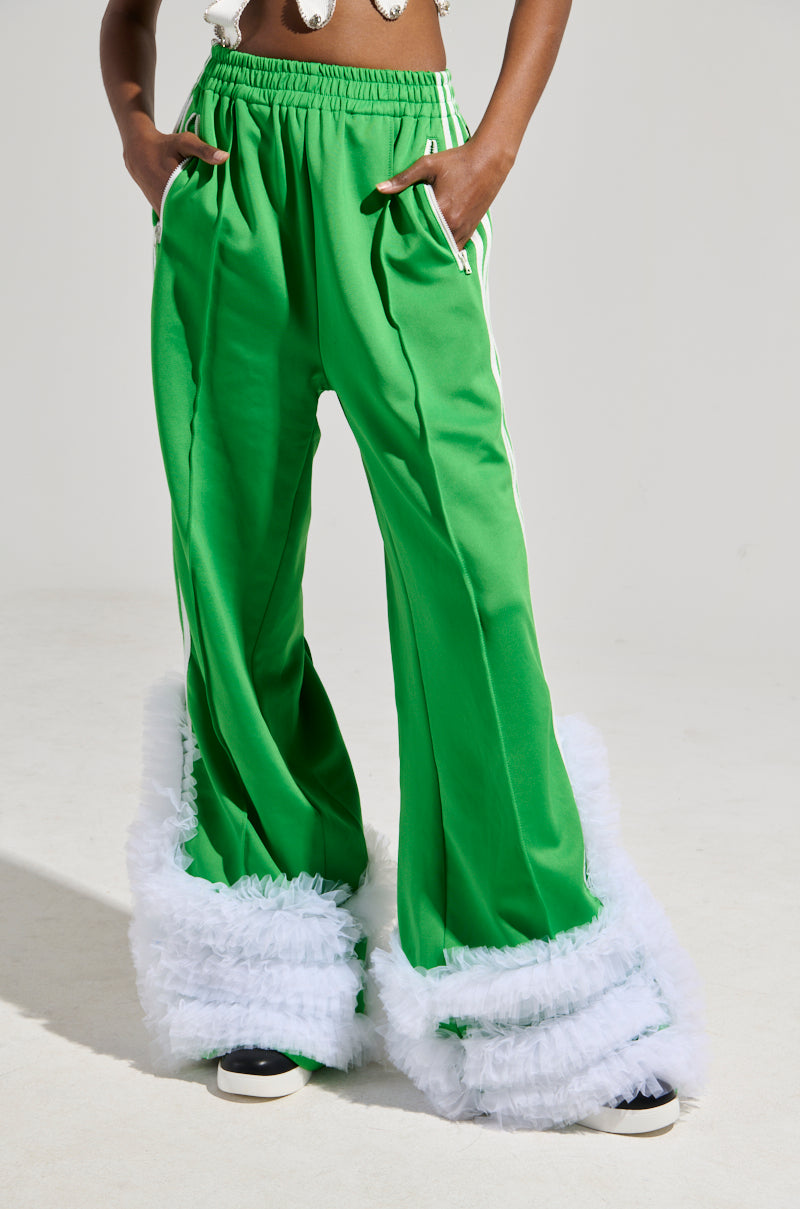 MODERN JAM TRACK PANT WITH TULLE IN GREEN