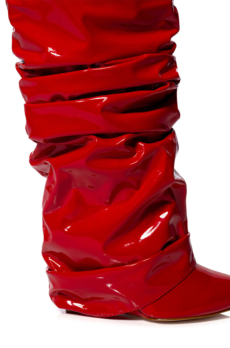 AZALEA WANG SIF SLOUCH WEDGE BOOT IN RED