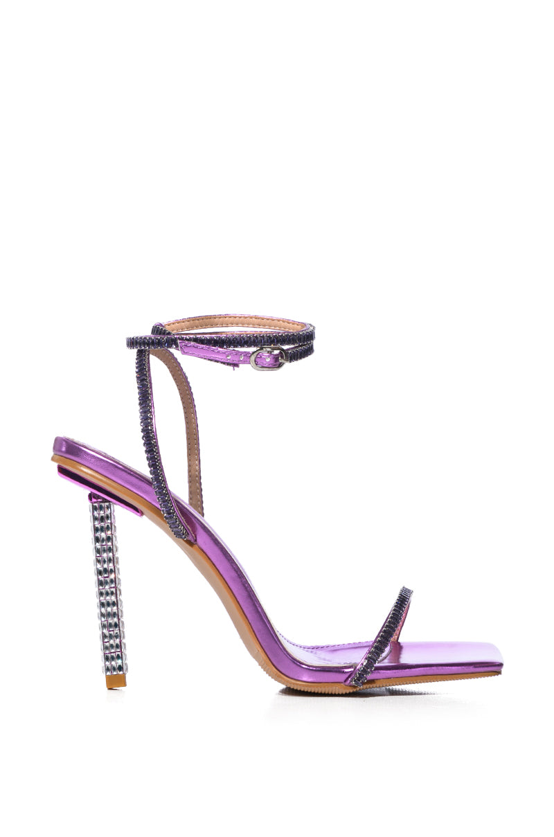 AZALEA WANG ELVEN PURPLE DIAMOND HEEL SANDAL