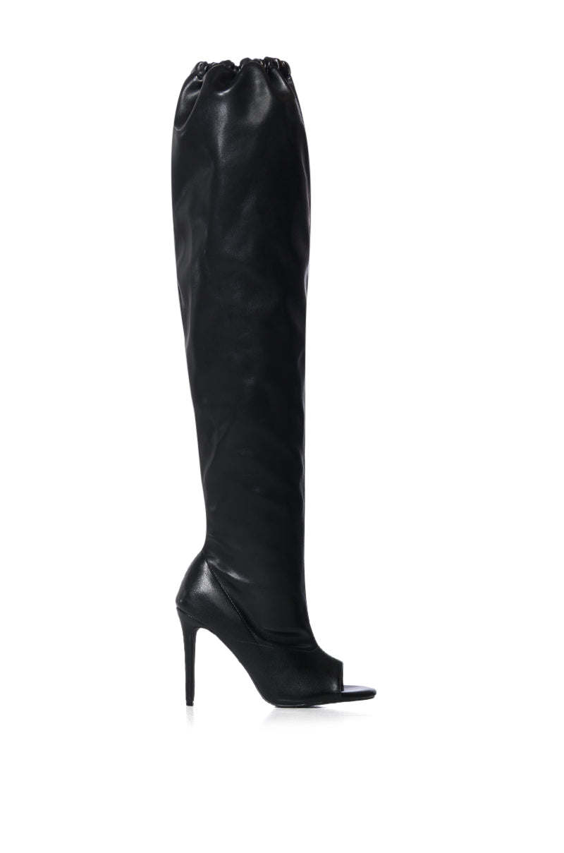 AZALEA WANG LAINEZ BLACK OPEN TOE BOOT