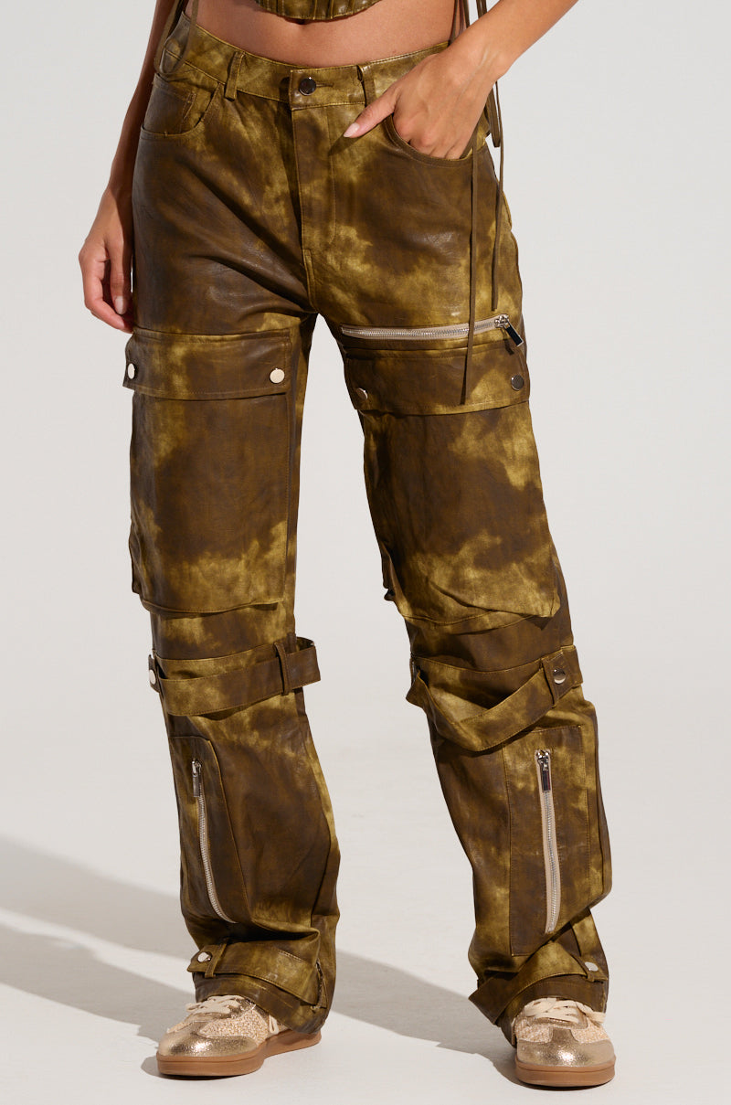 OUT LIKE A BANDIT FAUX LEATHER CARGO PANT