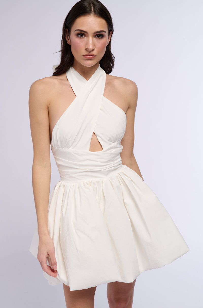 PRETTY IN POPLIN STRAPPY MINI DRESS