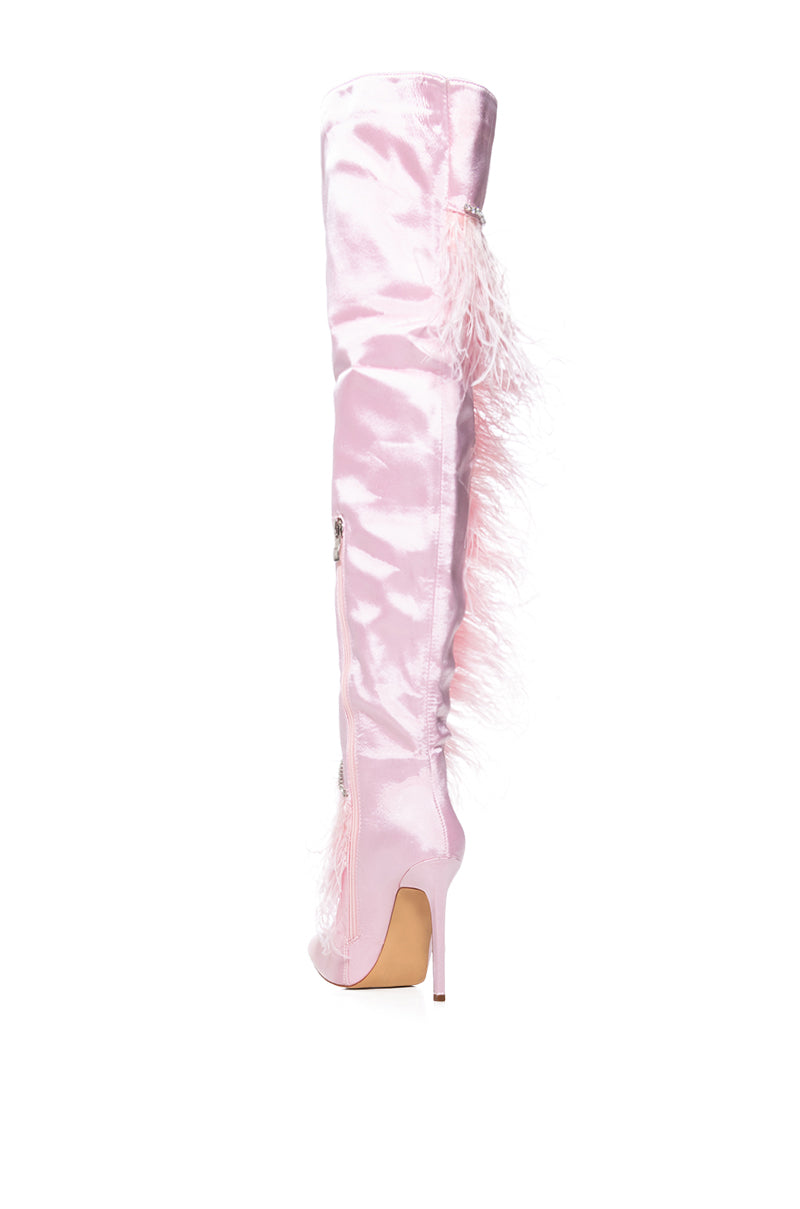 AZALEA WANG AOIFE PINK FEATHER BOOT