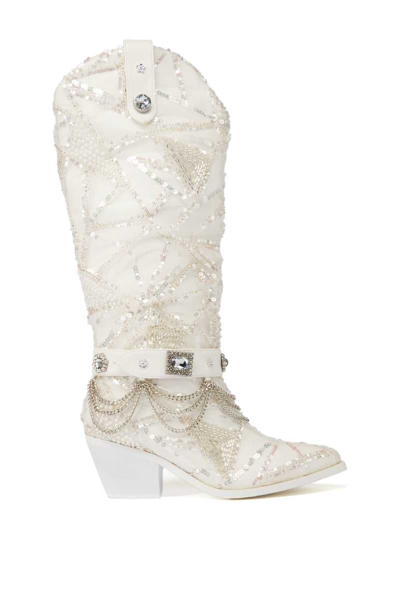 AZALEA WANG SHIRAZA EMBELLISHED WESTERN BOOT