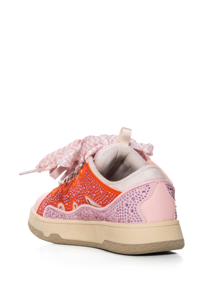 AZALEA WANG CINNABAR PINK AND ORANGE EMBELLISHED SNEAKER