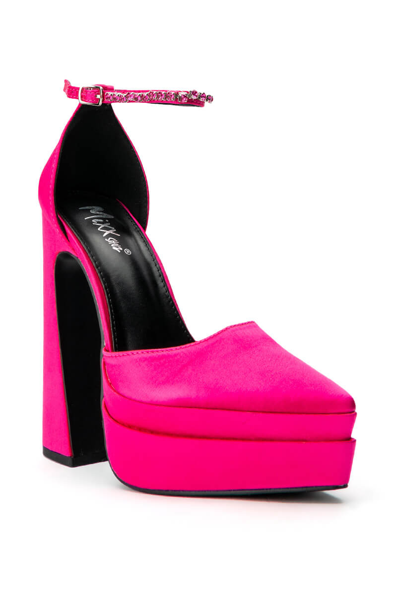 PINK CHUNKY PUMP WITH ANKLE STRAP