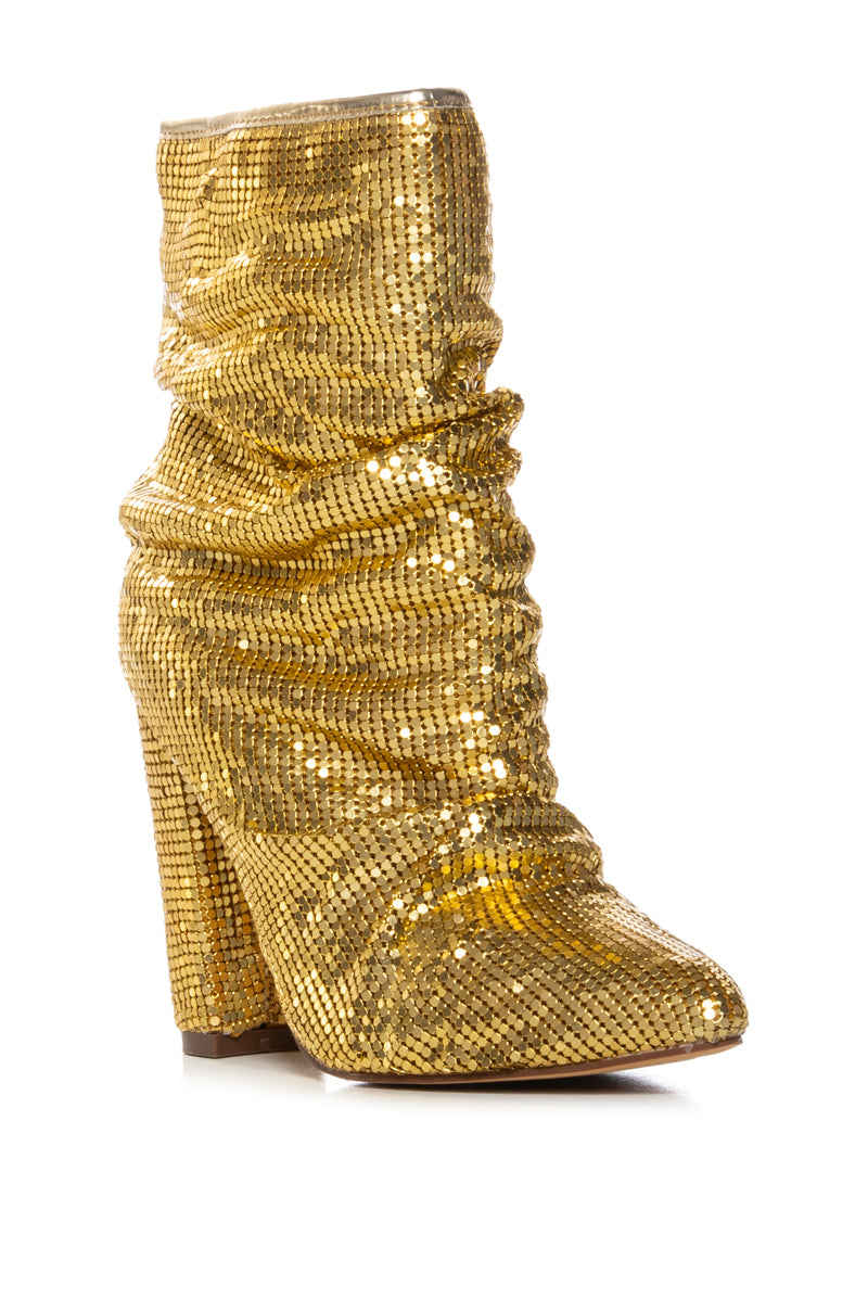 KING SEQUIN CHUNKY BOOT IN GOLD