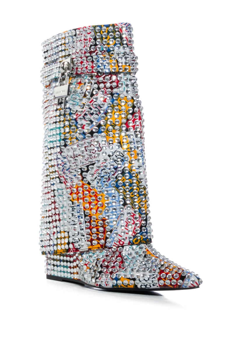 AZALEA WANG TUPELO MULTI DIAMOND COVERED BOOT