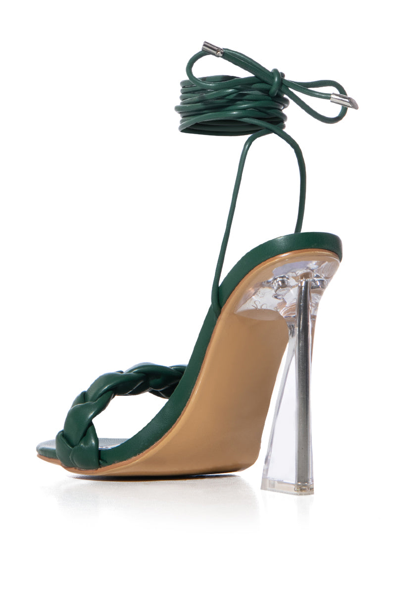 TRACY GREEN WRAP ANKLE SANDAL