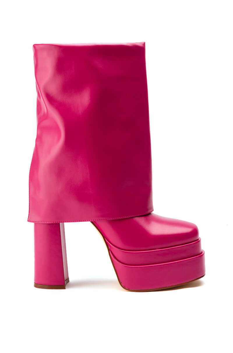 AZALEA WANG BABY FOLD OVER CHUNKY BOOT IN PINK