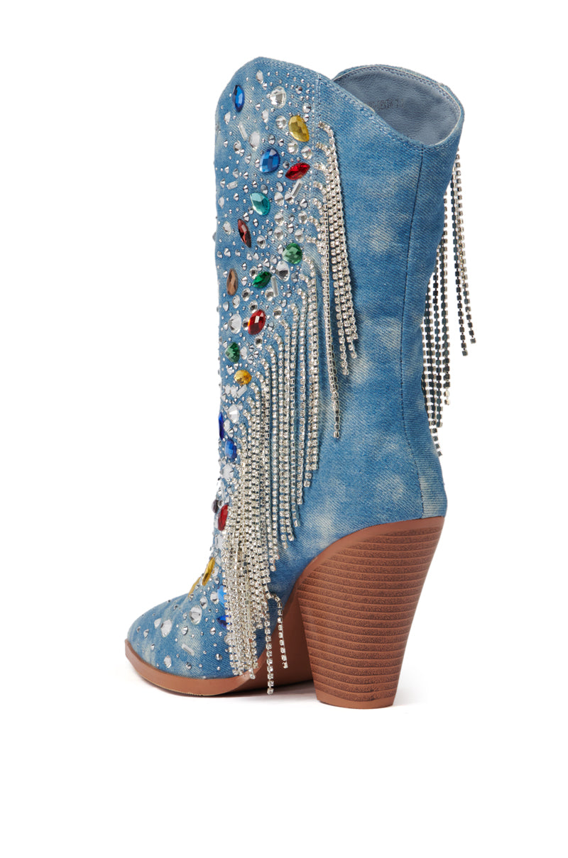 AZALEA WANG GAINES DENIM WESTERN BOOTIE