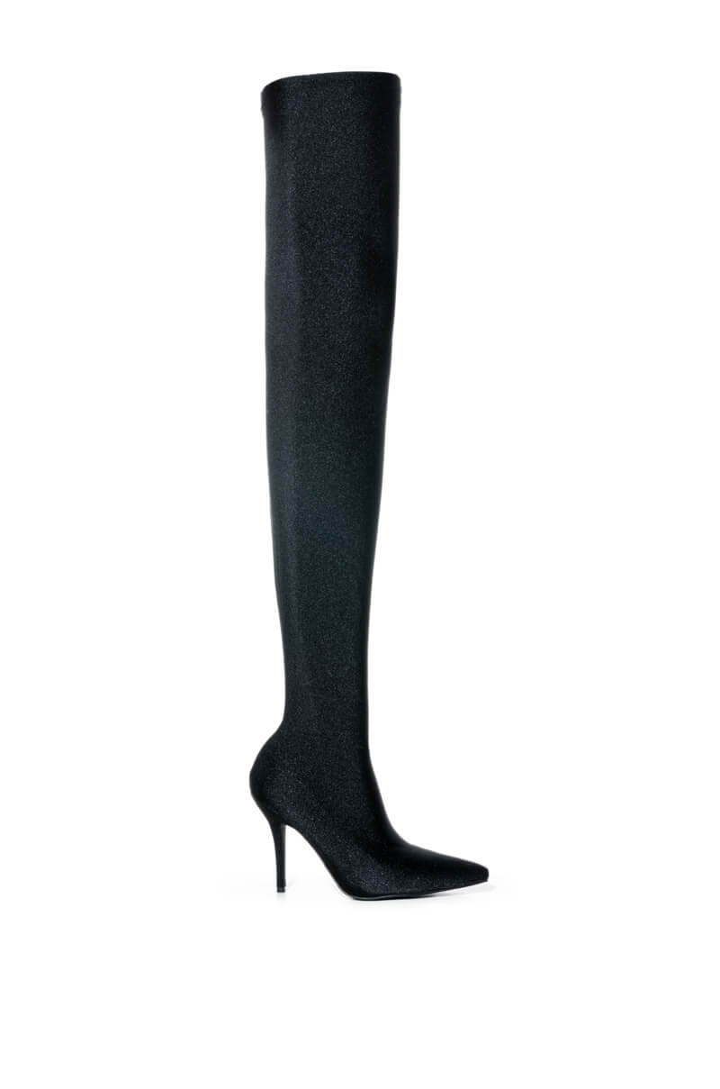 AZALEA WANG LOVE STRUCK THIGH HIGH STILETTO BOOT IN BLACK