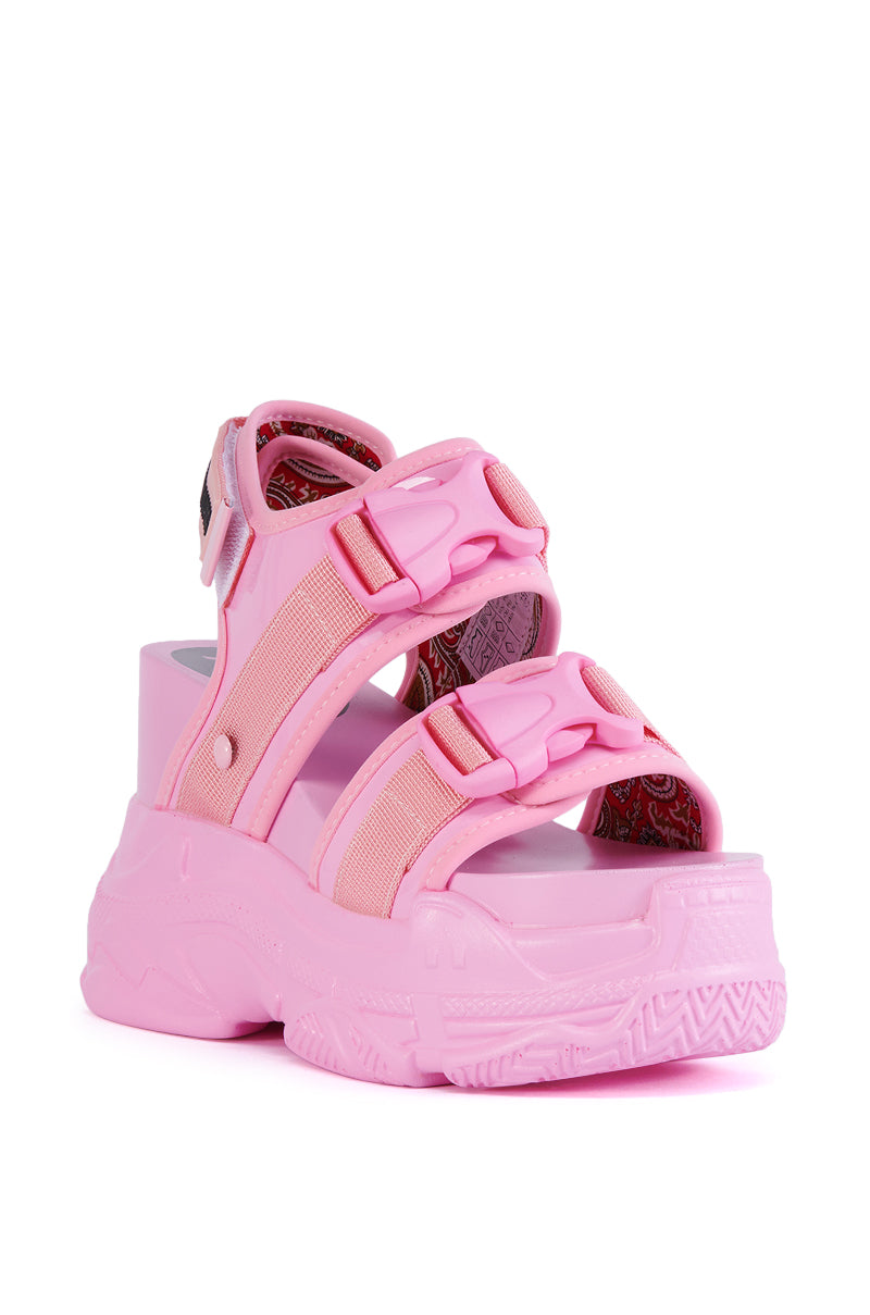 PEACH HIGH FLATFORM SNEAKER SANDAL IN PINK