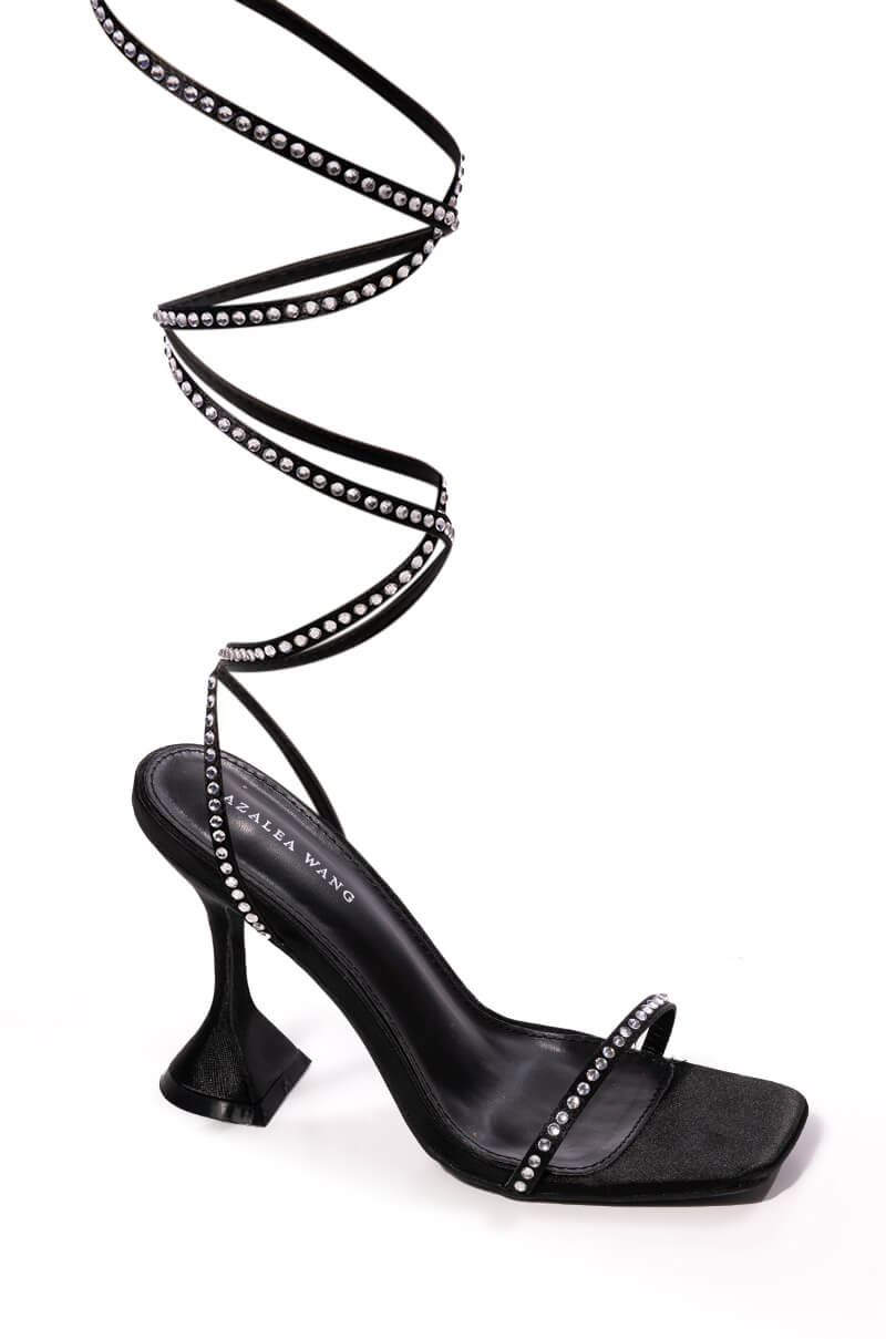AZALEA WANG SOPHIE LACE UP SANDAL IN BLACK