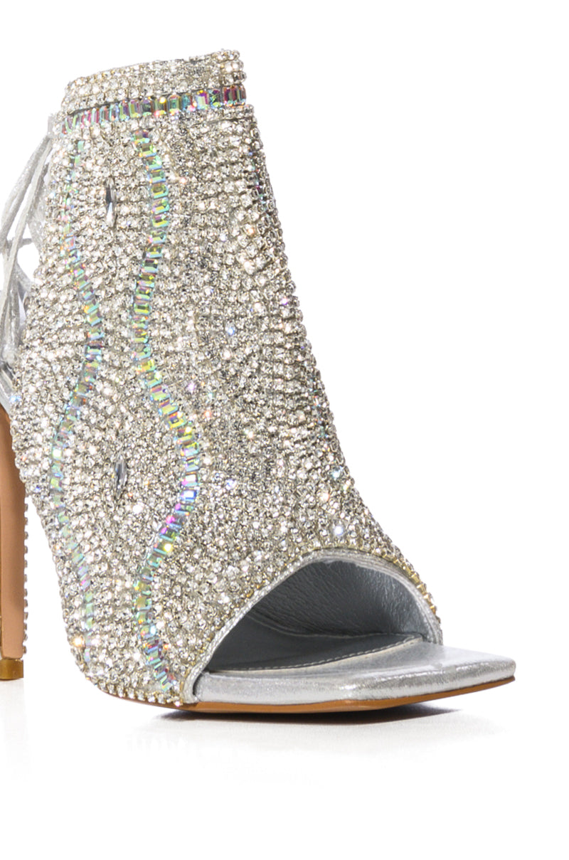 AZALEA WANG DELANIE SILVER EMBELLISHED SANDAL