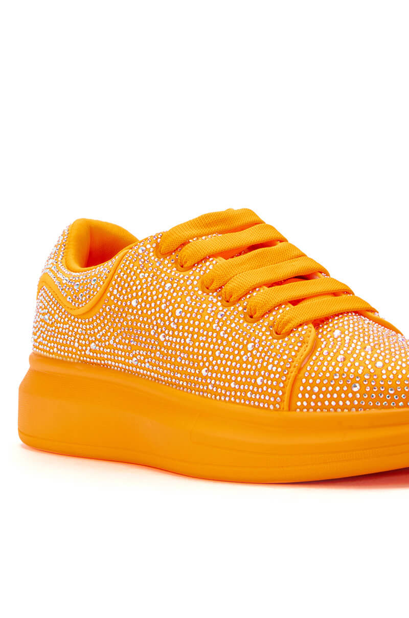 SIA EMBELLISHED SNEAKER IN ORANGE