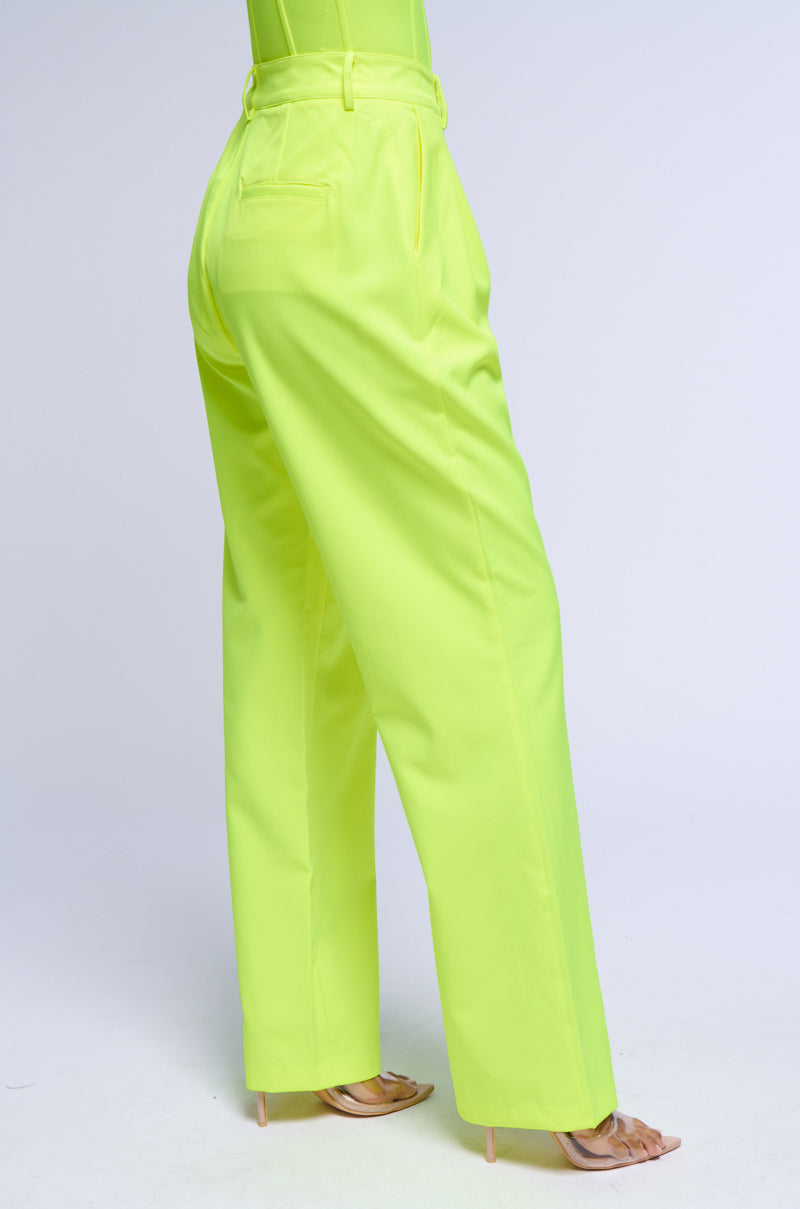 SONIQUE RELAXED FIT TROUSERS IN NEON YELLOW