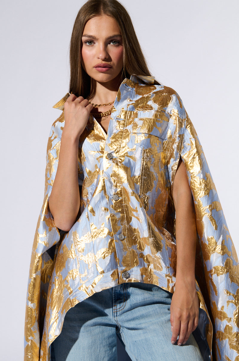 OASIS HIGH LOW BROCADE CAPE