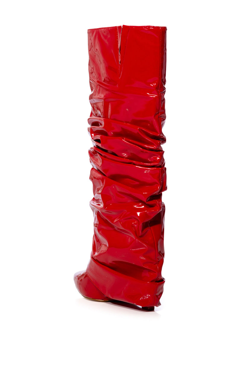 AZALEA WANG SIF SLOUCH WEDGE BOOT IN RED