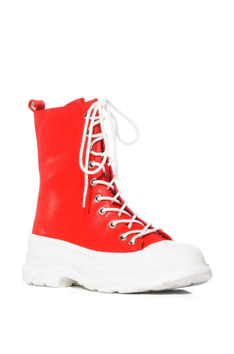 AZALEA WANG SOUTH RED HIGH TOP SNEAKER