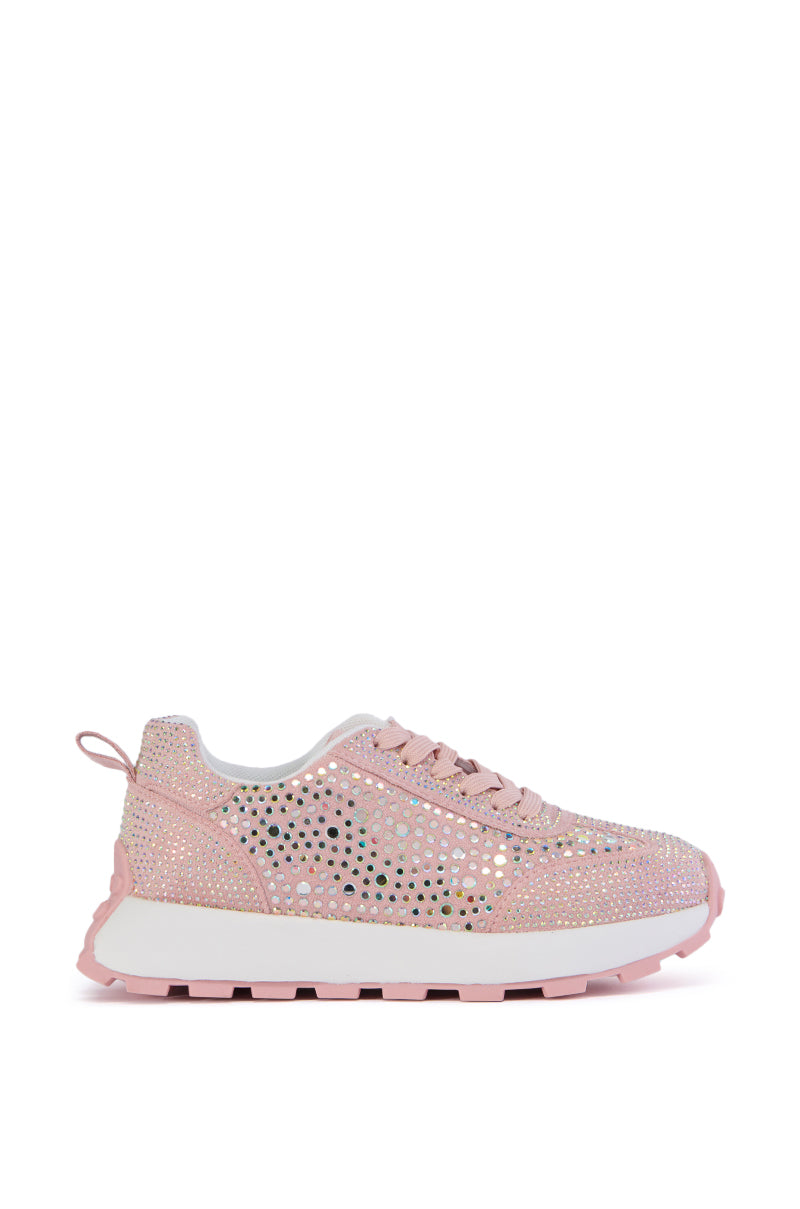 AZALEA WANG NIKOLE PINK EMBELLISHED SNEAKER