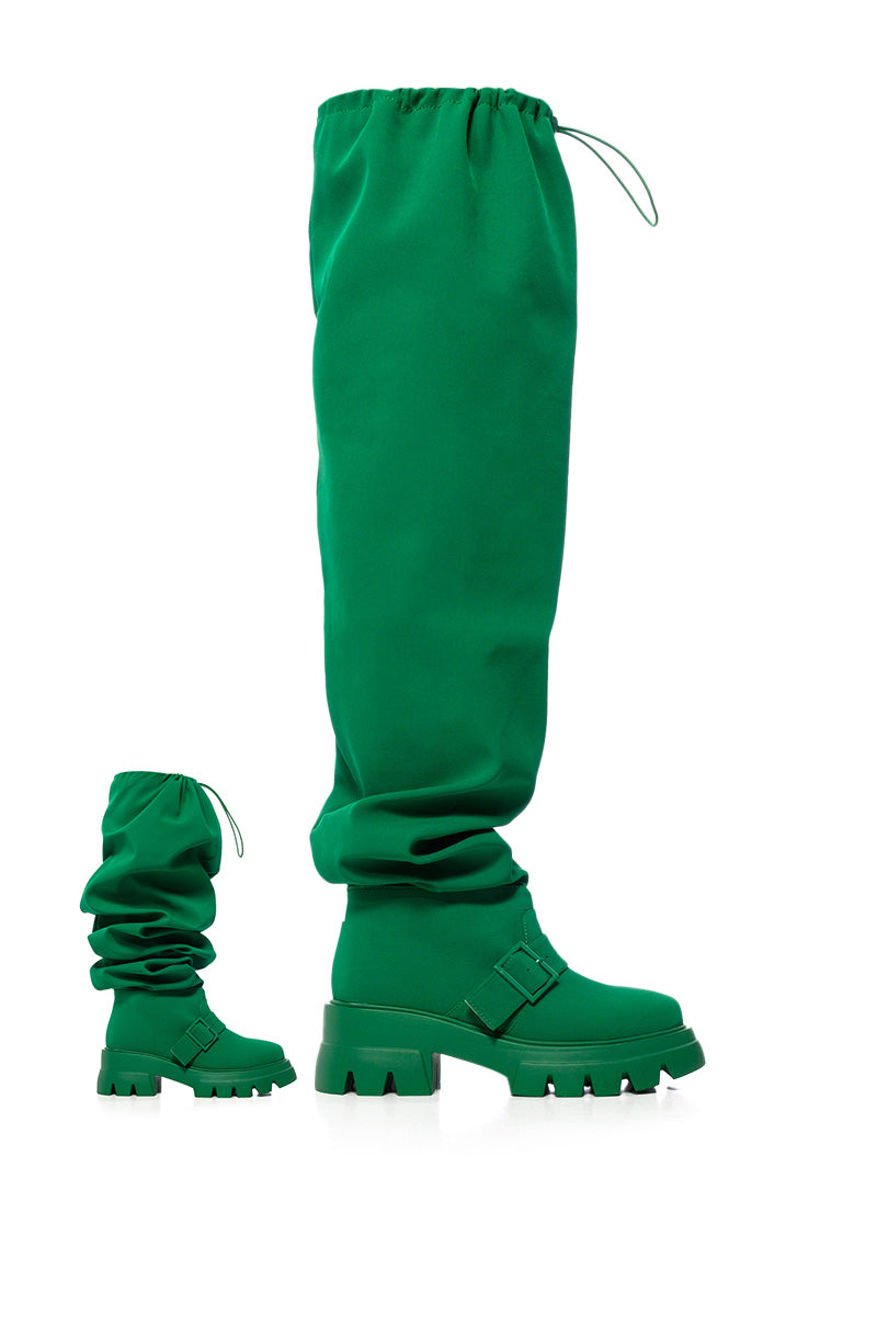 AZALEA WANG FRAPPE GREEN OVER THE KNEE BOOT